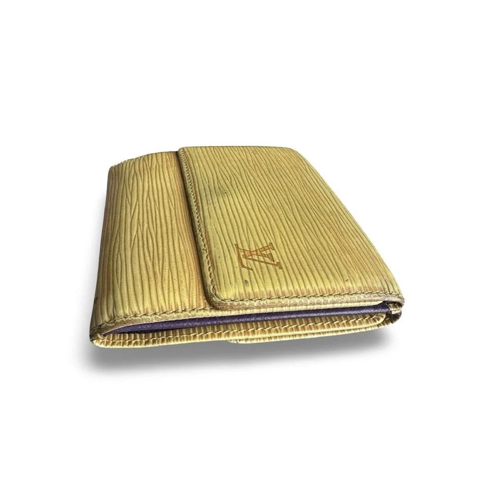 Louis Vuitton 💛💜Vintage Epi Leather Wallet Yellow-Purple Trifold Elise Retro